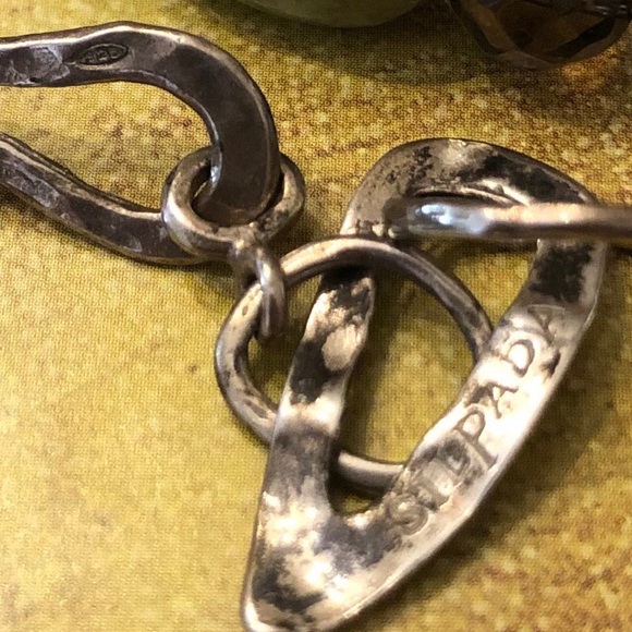 Vintage Silpada Smoky Quartz Citrine Jade Sterling Silver Link Necklace N1218 - Picture 10 of 12